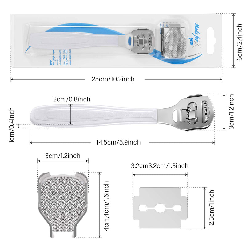 24 Pieces in Total, 2 Callus Shaver Sets Include 20 Replacement Slices 2 Callus Shavers and 2 Foot File Heads Foot Care Tools Hard Skin Remover for Hand Feet (White) - BeesActive Australia