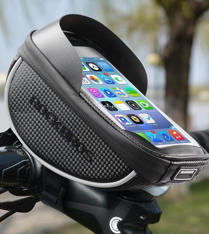 ROCKBROS Bike Phone Mount Bag Bike Front Frame Handlebar Bag Waterproof Bike Phone Holder Case Bicycle Accessories Pouch Sensitive Touch Screen Compatible with iPhone 11 XS Max XR 8 Plus Below 6.5" - BeesActive Australia