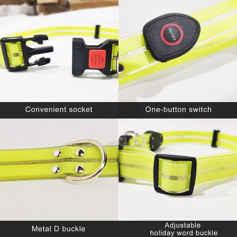 Led Light Up Dog Collars Lights for Night Time Walking Glow in The Dark Dog Leash and Harness Lighted USB Rechargeable for Large Medium Small Pet Yellow LED Collar+leash - BeesActive Australia