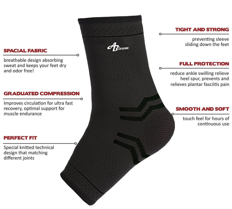 Jupiter Foot Sleeve (Pair) with Compression Wrap, Ankle Brace For Arch, Ankle Support, Football, Basketball, Volleyball, Running, For Sprained Foot, Tendonitis, Plantar Fasciitis… Black Large - BeesActive Australia