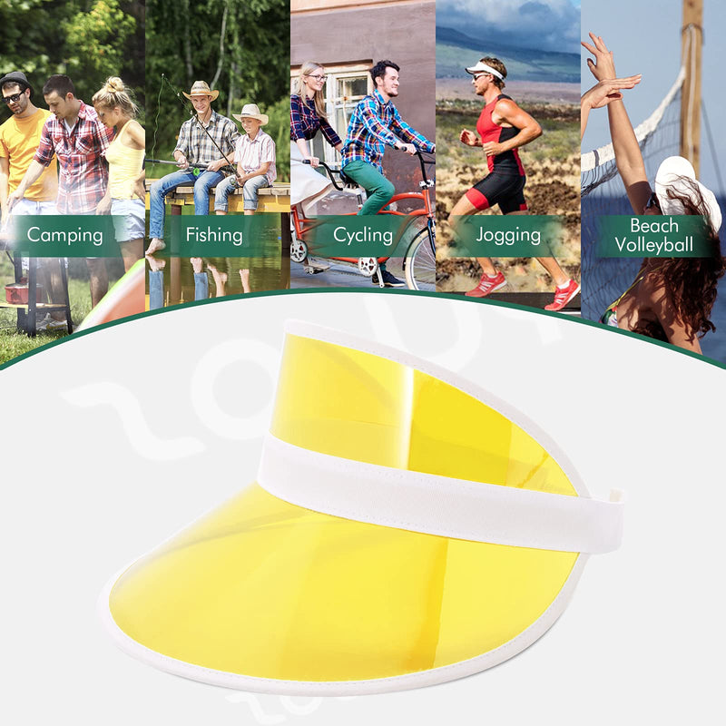 zowya PVC Sun Visor Hat for Women Men Plastic Clear Visor Caps Beach Tennis Cap, 1-Hat Yellow - BeesActive Australia