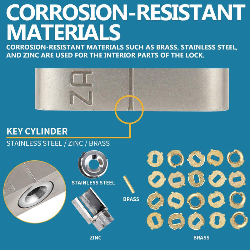 [ZARKER J45S] keyed Padlock - Stainless Steel Shackle Lock,Container storages, Warehouses, Vehicles Outside, or etc, Suitable for Places Have Bad Condition of Weather - 1 Pack - BeesActive Australia