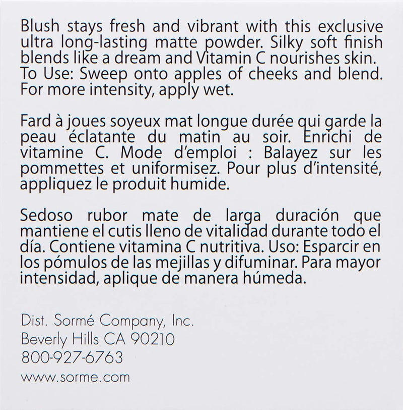 Sorme Cosmetics Long Lasting Blush Natural Earth - BeesActive Australia