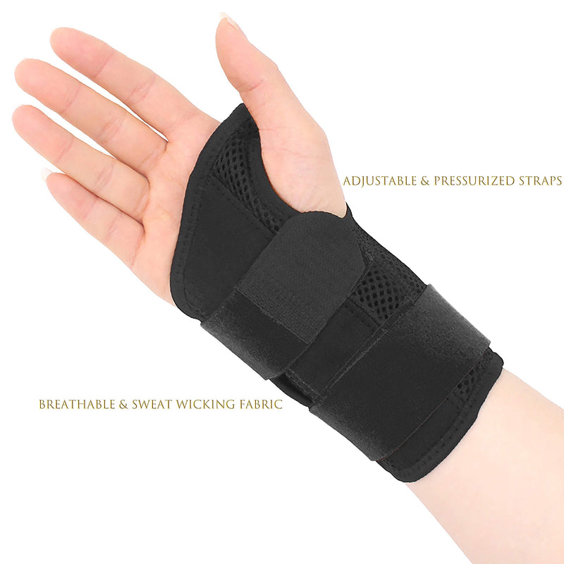 HiRui Wrist Brace Wrist Support with Splints for Men Women Kids, Compression Hand Support for Carpal Tunnel Arthritis Tendonitis Sprain Recovery Wrist Pain Relief, Fits Day&Night (Black-Right Hand, S) Black-Right Hand Small - BeesActive Australia