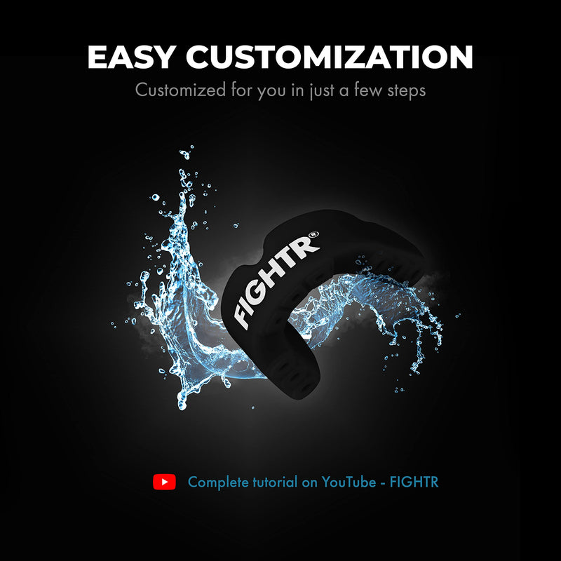FIGHTR® Premium Mouth Guard - for Excellent Breathing & Easy to fit | Sports Mouth Guard for Boxing, MMA, Football, Lacrosse, Hockey and Other Sports | incl. hygienic Box Allblack - BeesActive Australia