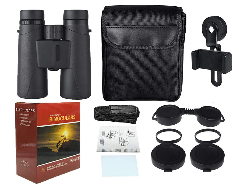 10X42 Professional Binoculars with Smartphone Adapter, Compact Waterproof Low Night Vision Binoculars for Adult Birds Watching Hunting Concert Travel - BeesActive Australia