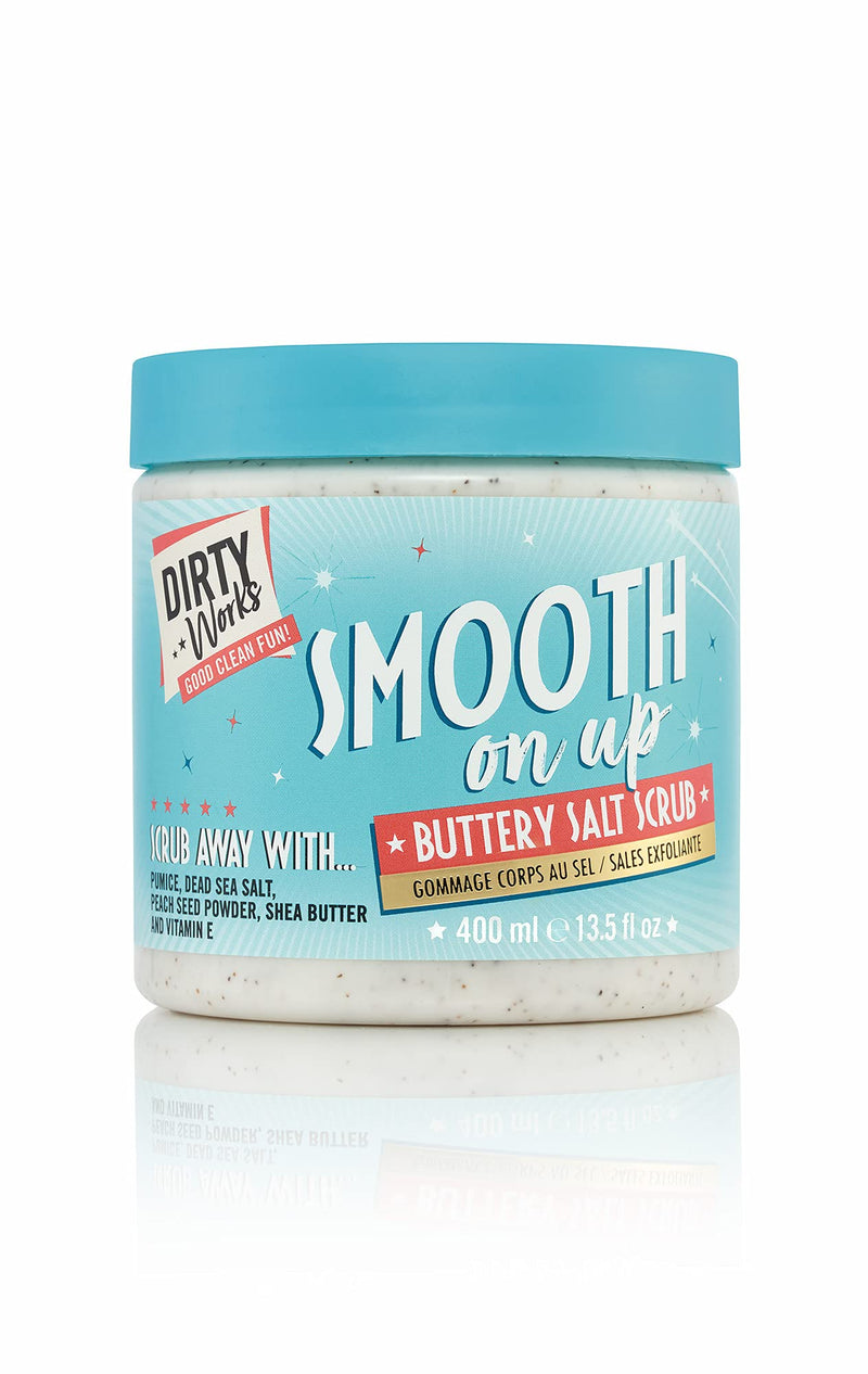 Dirty Works Body Scrub | Smooth On Up Buttery Salt Scrub | Natural Sea Salt Skin Exfoliant with Vitamin E 400ml - BeesActive Australia