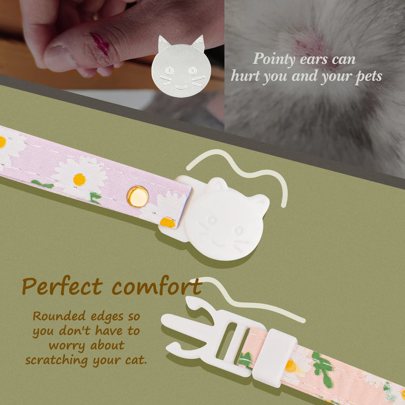 2 Pack Cotton Cat Collar Breakaway with Bell, Cute Cat Collar Kitten Collar,Ideal for Girl Cats Boy Cats Pink&Purple - BeesActive Australia