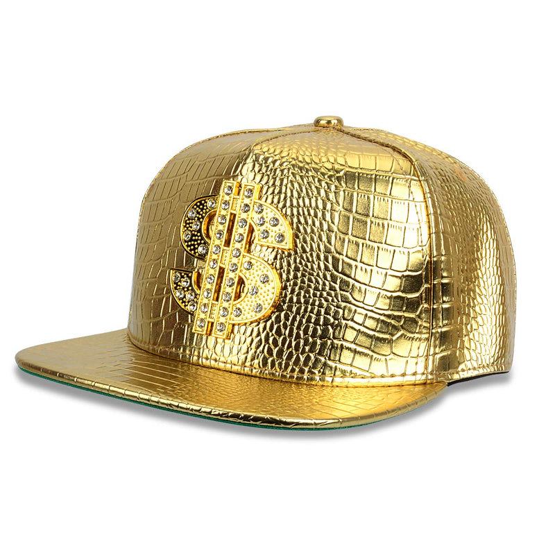 FuZhiBang NYU14 The New Crocodile Baseball caps Alloy Dollar Flat-Brimmed hat Hip-hop hat Gold - BeesActive Australia