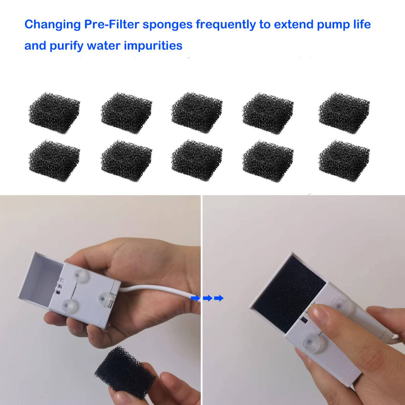 10-Pack Cat Water Foutain Filters & Pre-Filter Sponges Replacement for Veken 95oz/2.8L Automatic Pet Fountain Cat Water Fountain Dog Water Dispenser - BeesActive Australia