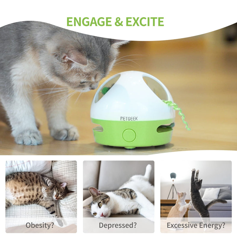 PETGEEK Interactive Cat Toy, Hide Mouse Cat Toy with Squeaky Mouse, Electronic Automatic Cat Toys with Catnip Filled Hidey Mouse, Cat Toys Interactive for Indoor Cats Exercise & Game green - BeesActive Australia