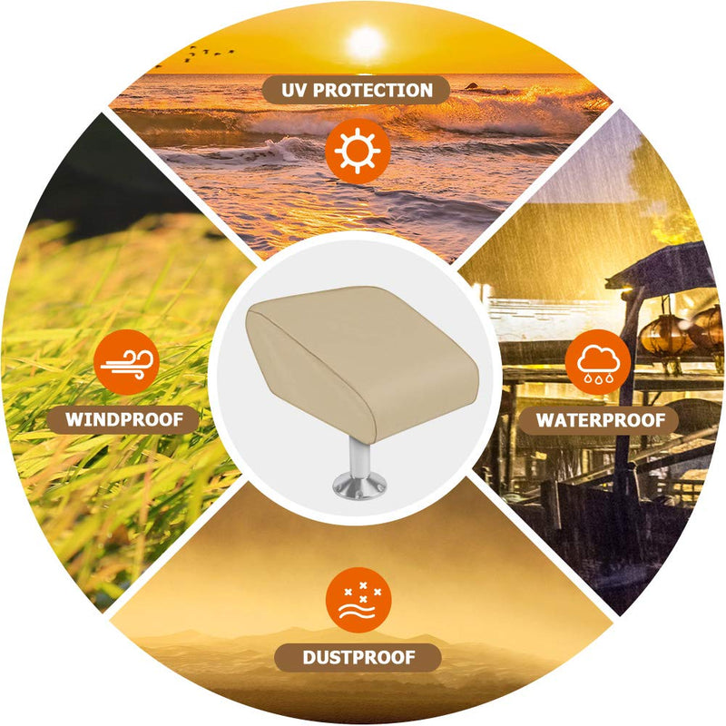 iCOVER Boat Folding Seat Cover-2 Pack 600 Denier Canvas Waterproof Heavy-Duty Weather Resistant Material Trailerable Fishing Chair Cover Beige - BeesActive Australia