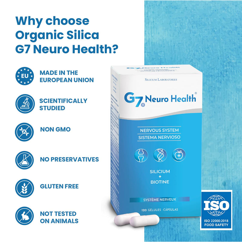 G7 Neuro Health. Silica and Biotin Supplement with Magnesium, Collagen Booster, Memory Supplements and Concentration Pills, Heavy Metal Detox Supplements. 120 Silica and Biotin Capsules. - BeesActive Australia