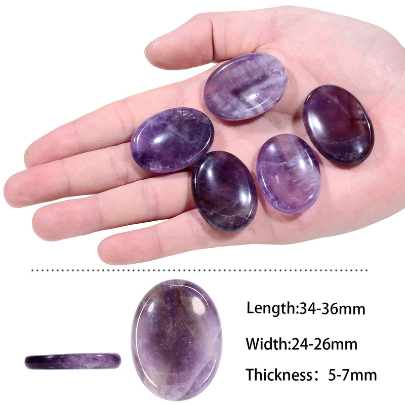mookaitedecor Amethyst Crystal Polished Thumb Worry Stone, Oval Natural Palm Pocket Stone for Meditation Stress Relief Pack of 2 - BeesActive Australia