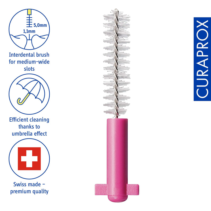 Curaprox CPS 08 Prime Refill Interdental Brushes, Pink, 8 Count - 8 x 0.8mm - 3.2mm Internal Toothbrushes. - BeesActive Australia