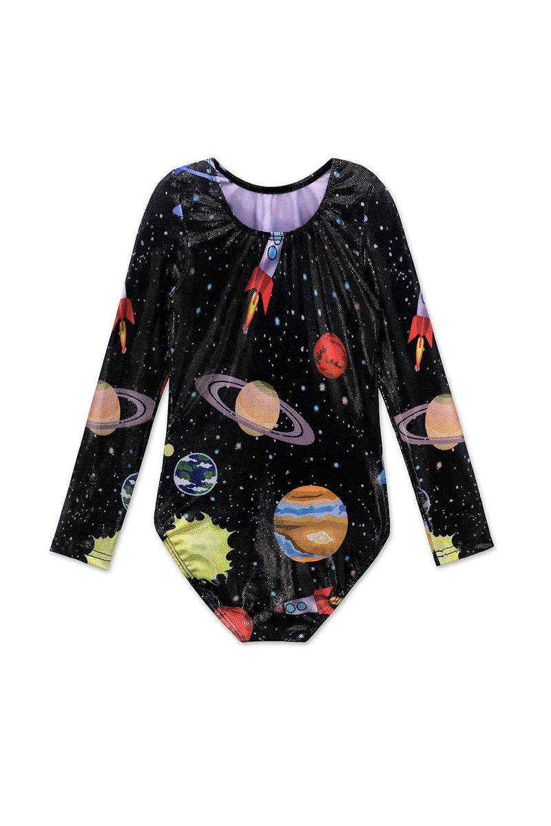 Long Sleeve Leotards for Girls Gymnastics Sparkle 2-10 Years Rainbow Galaxy Unicorn Pattern 7-8 Years Long Sleeve Cosmos - BeesActive Australia