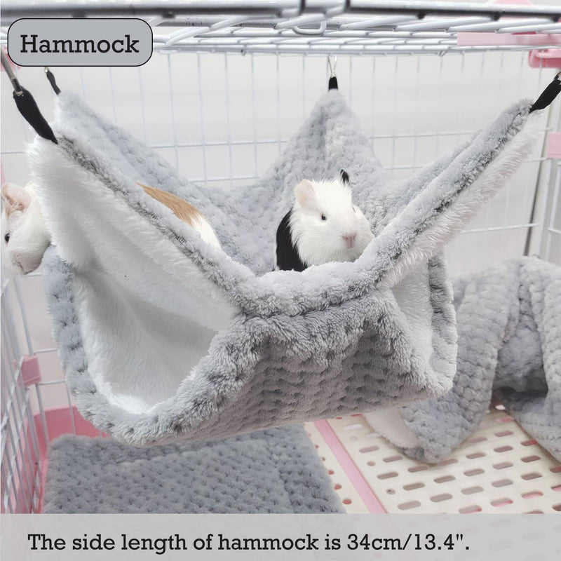 SEIS 3 Pcs Plush Hamster Hammock Set Sugar Glider Hanging Cage Accessories Set Small Animal Hammock Channel Mat for Guinea Pig Rat Gerbil Squirrel Birds Parrot Grey - BeesActive Australia