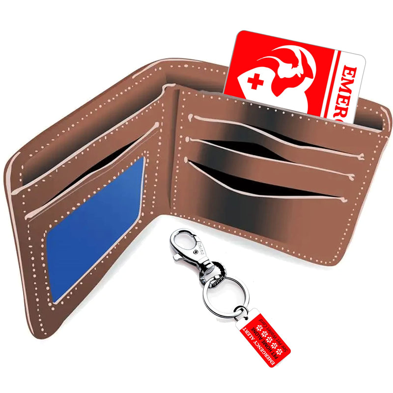 Dogs & Cats are Home Alone Alert Emergency Card and Key Tag with Emergency Contact Call Card 2 Pcs Pets Emergency Contact Wallet Card (Dogs Card) Dogs card - BeesActive Australia