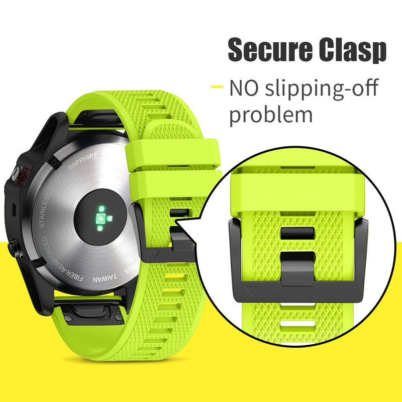 ANCOOL Compatible with Fenix 5 Band Easy Fit 22mm Width Soft Silicone Watch Strap Replacement for Fenix 5/Fenix 5 Plus/Forerunner 935/Approach S60/Quatix 5 - Green - BeesActive Australia