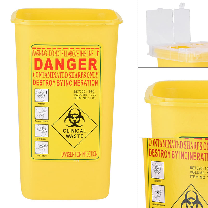 Jadeshay Needle Container, Tattoo Medical Plastic Sharps Container, Biohazard Needle Disposal Waste Box, 1L (yellow) - BeesActive Australia