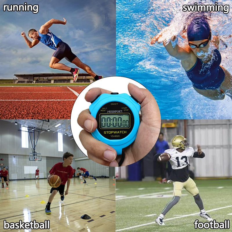 Stopwatch Sport Timer Only Stopwatch with ON/Off, No Clock No Date Silent Simple Operation Children Friendly, MUSHPORT Digital Stopwatch for Coaches Kids Swimming Running Sports Practice - BeesActive Australia