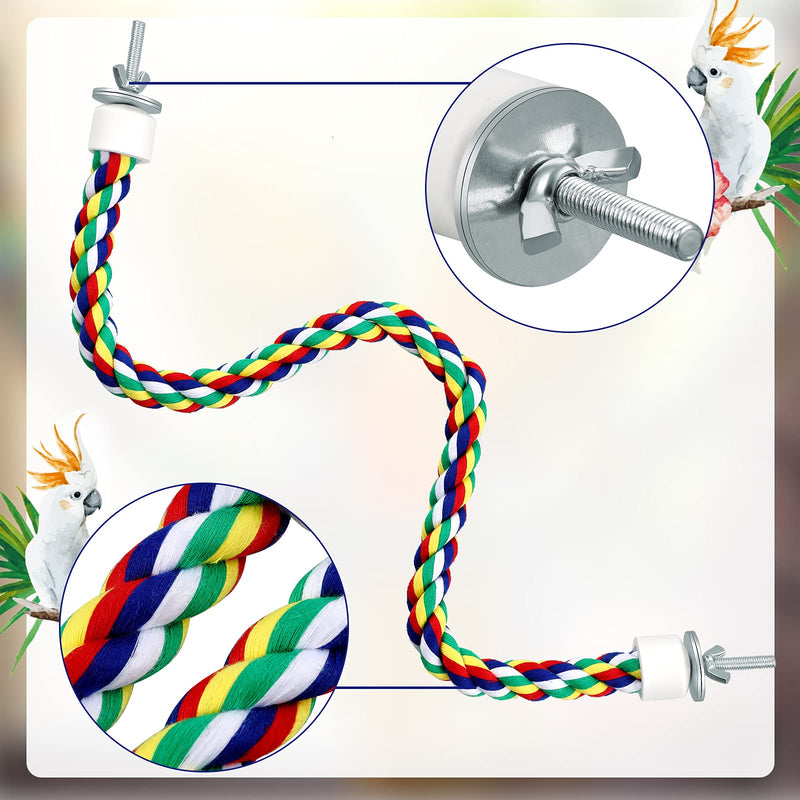 Weewooday 2 Pieces Toy Bird Rope Perches Climbing Rope Bungee Bird Toys Rope Perch Stand Cage Rope Comfy Perch Parrot Toys for Parrot, Parakeets Cockatiels, Conures 21.6 Inch - BeesActive Australia
