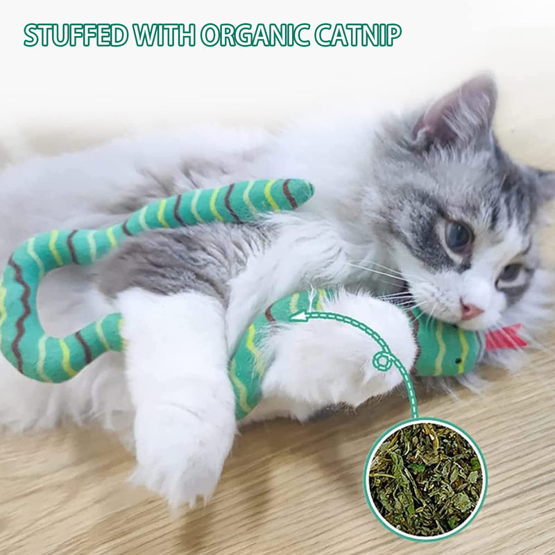 Snake Catnip Toys Chew Bite Resistant Toys Kitten Supplies Interactive Catnip Toys for Indoor Cats Snakes Cat Toy Gift for Cat Lovers Dental Health Chew Toy Set of 4 - BeesActive Australia