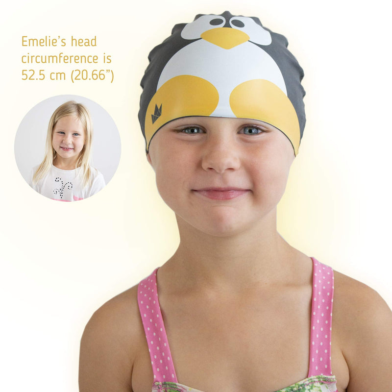 The Friendly Swede Kids Silicone Swim Caps for Girls and Boys, with Fun Animal Print (2 Pack) Penguin Pair - BeesActive Australia