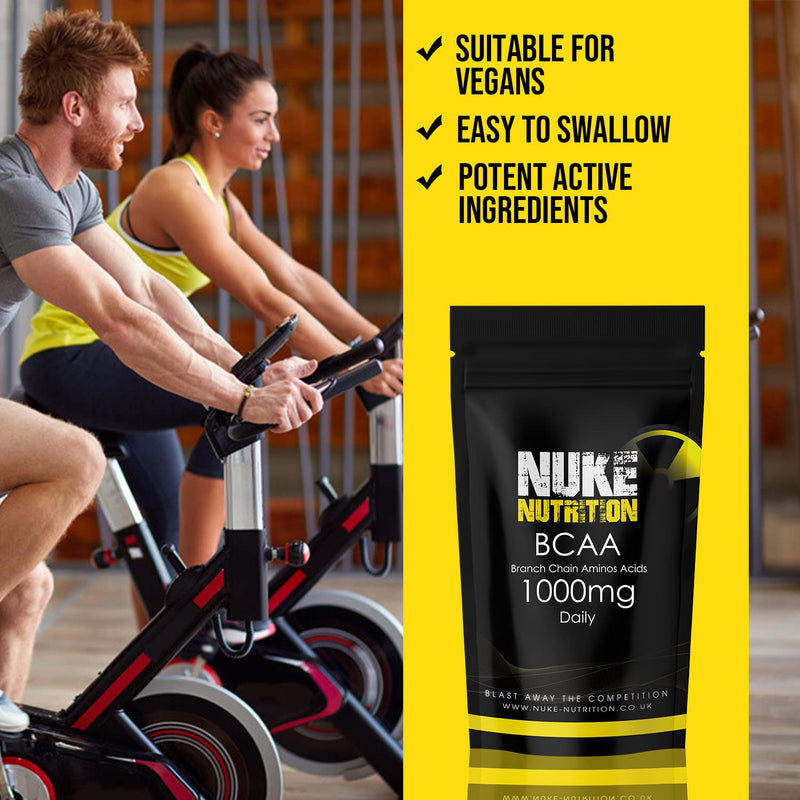 Nuke Nutrition BCAA Capsules | 120 Capsules 1000mg | Advanced Essential Amino Acids Supplement to Build Lean Muscle | Boost Recovery, Muscle Building & Growth | Leucine, Isoleucine & Valine | Vegan 120 Count (Pack of 1) - BeesActive Australia