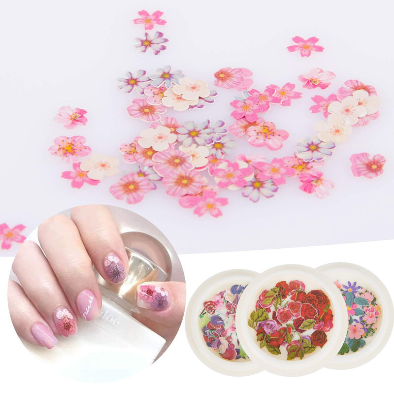 6 Boxes 300pcs 3D Flower Nail Art Wood Pulp Chip Tips- Acrylic Holographic Flower Nail Sequin Decors in 6 Styles Slice Nail Flakes Nails Art Accessories for Nail Art Design DIY Resin Crafting Suppiles - BeesActive Australia