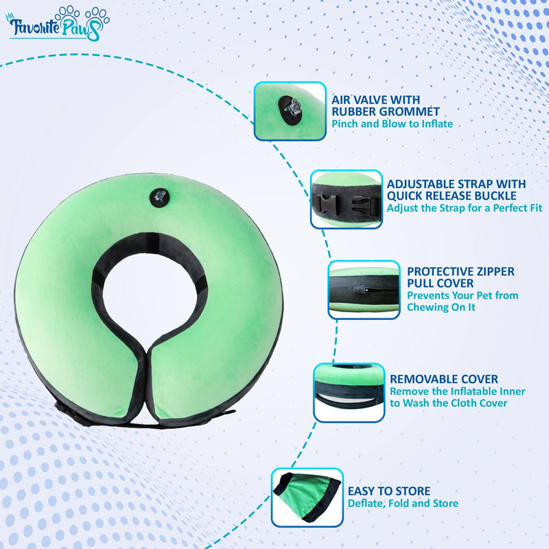 My Favorite Paws Soft Dog Cone, Dog Inflatable Recovery Collar with Adjustable Strap, Quick-Fill Air Valve, and Washable, Removable Cushion Cover for Spay, Neuter, Injuries, or Pet Grooming Medium - BeesActive Australia