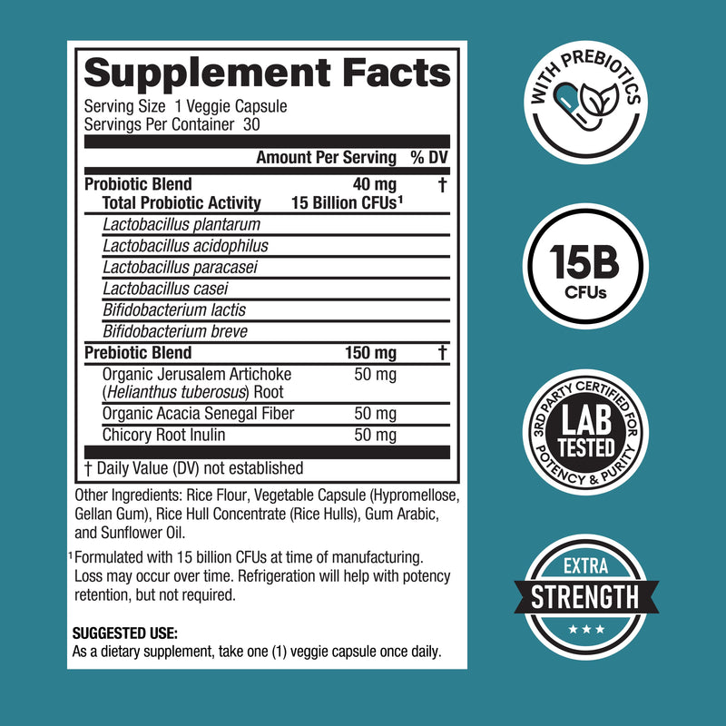 Physician's CHOICE Beginner Probiotics 15 Billion CFU - 6 Diverse Strains & Organic Prebiotics, Designed for Overall Digestive Health and Supports Occasional Constipation, Diarrhea, Gas & Bloating - BeesActive Australia