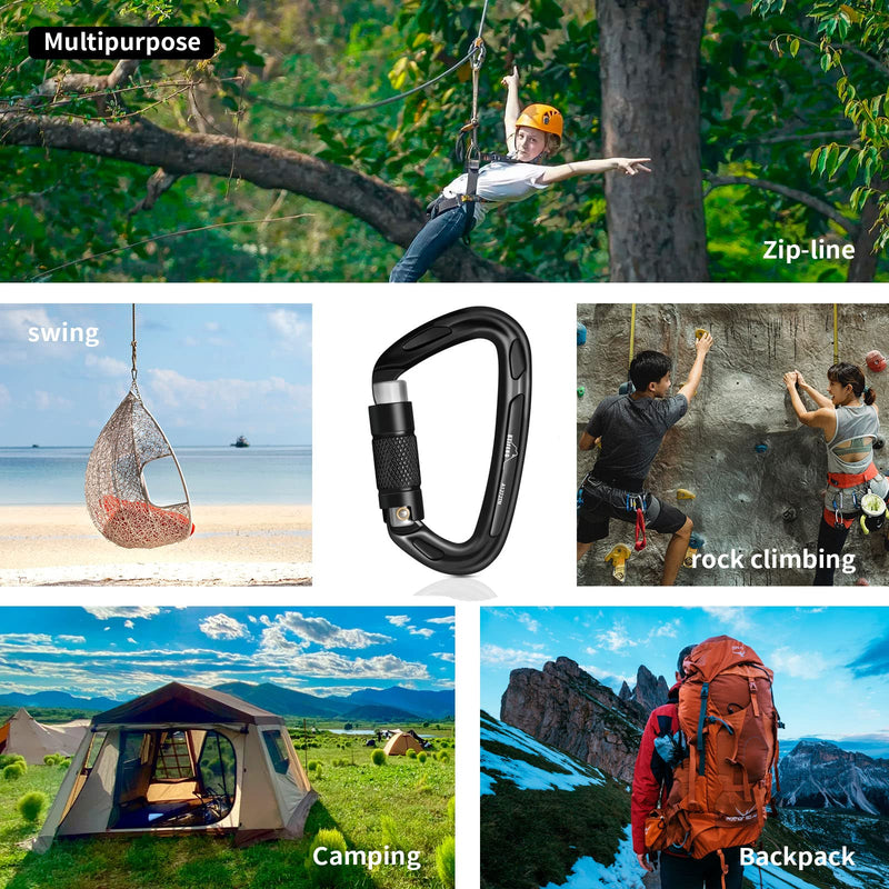 Certified 25KN Auto Locking Climbing Carabiner Clips Obtained UIAA certificationTwist Lock and Heavy Duty Carabiners for Rock Climbing Gear,Camping,Climbing Equipment 4PCS-25KN - BeesActive Australia
