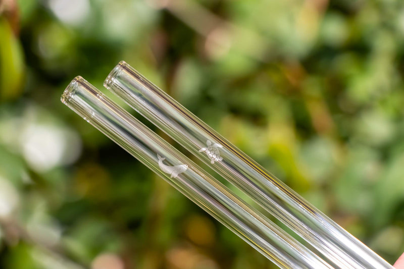 HALM Glass Straws - Earth Day Charity Edition - 6 Reusable Drinking Straws engraved with Endangered Animals - 20 cm (8 in) x 0.9 cm - Made in Germany - Dishwasher Safe - Eco-Friendly - BeesActive Australia