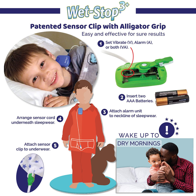 Wet-Stop 3 Bedwetting Alarm (BLUE) 6 Alarms & Vibration, Enuresis Alarm, Incontinence, Potty Training Blue - BeesActive Australia