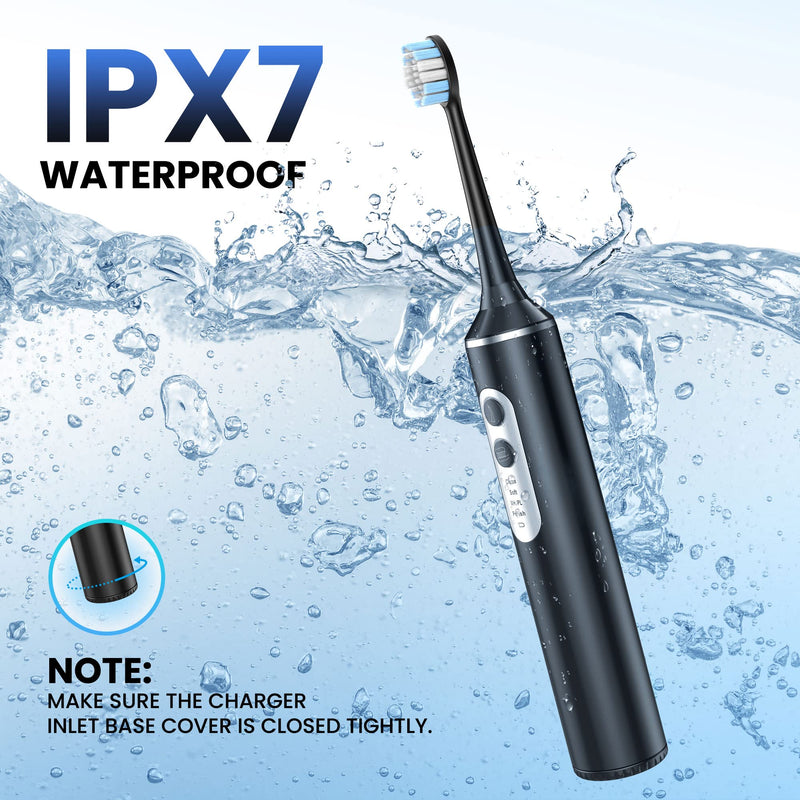 Water Dental Flosser with Electric Toothbrush, One Switch Between Tooth Brush & Water Floss, 3 in 1 Teeth Cleaning Kit with 4 Modes, Water Flosser Portable for Travel and Home (Black) Black - BeesActive Australia