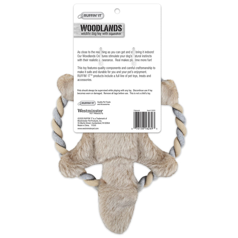 Ruffin' It Woodlands Stuffed Plush Dog Toy 8.5 inches Chipmunk - BeesActive Australia
