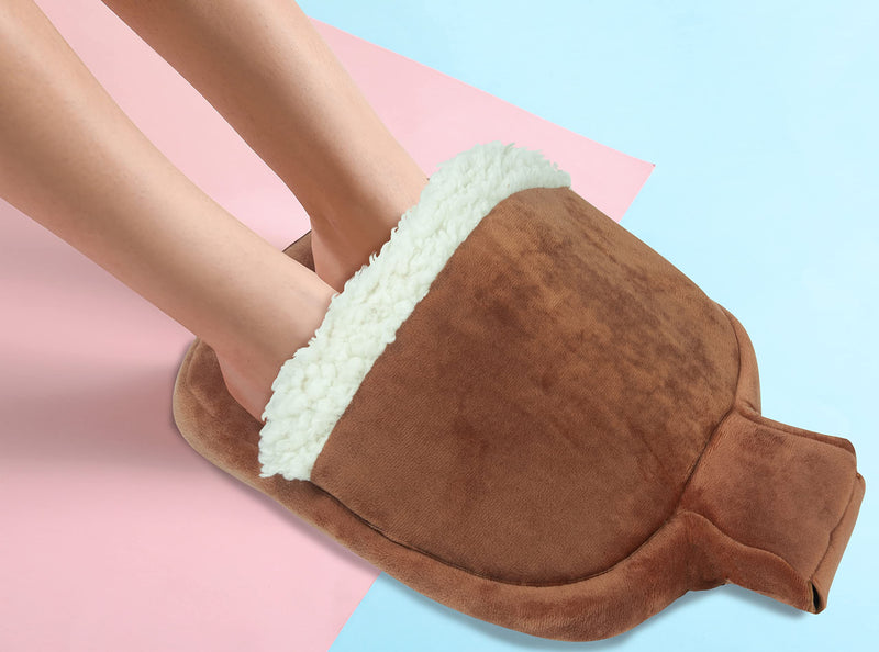 Things2KeepUWarm Heat Foot Warmer - Heated Foot Muff 2L Hot Water Bottle - Soothing Feet Warmer for Pain Relief and Cold Toes (Brown) - BeesActive Australia