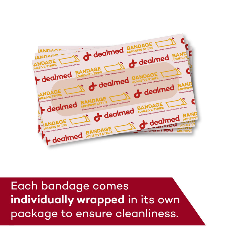 Dealmed Sterile Flexible Fabric Adhesive Bandages – 1x3 Inch – 100/Box - Breathable First Aid Strip Pack - Soft Stretch Wound Patch for Medical, Emergency Kits & Clinic 1 - BeesActive Australia