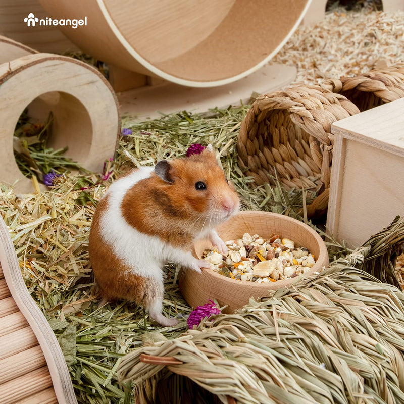 Niteangel Wooden Hamster Feeding Bowl - Small Animal Food Dish for Dwarf Syrian Hamsters Gerbils Mice Degus or Other Similar-Sized Small Pets Hammy Pattern For Syrian - BeesActive Australia