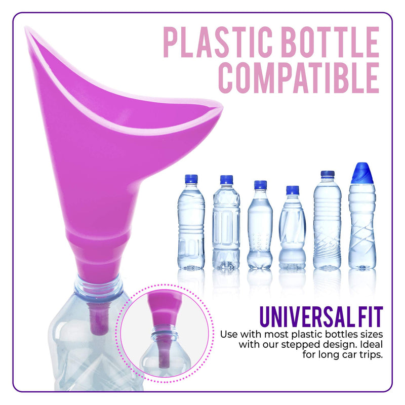 VENUS TO MARS Silicone Female Urination Device – Portable Female Urinal Lets You Pee Standing Up – Reusable Womens Pee Funnel for Travel, Festivals, Camping, Outdoor Activities- Carry Bag Included. Purple - BeesActive Australia
