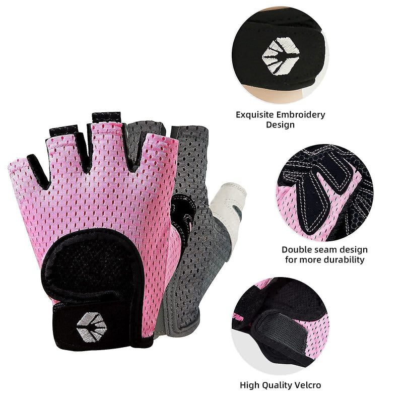 AyeKu Workout Gloves for Men & Women Gym Exercise Gloves Fingerless Gloves Full Palm Protection, Breathable & Non-Slip Pink Large - BeesActive Australia
