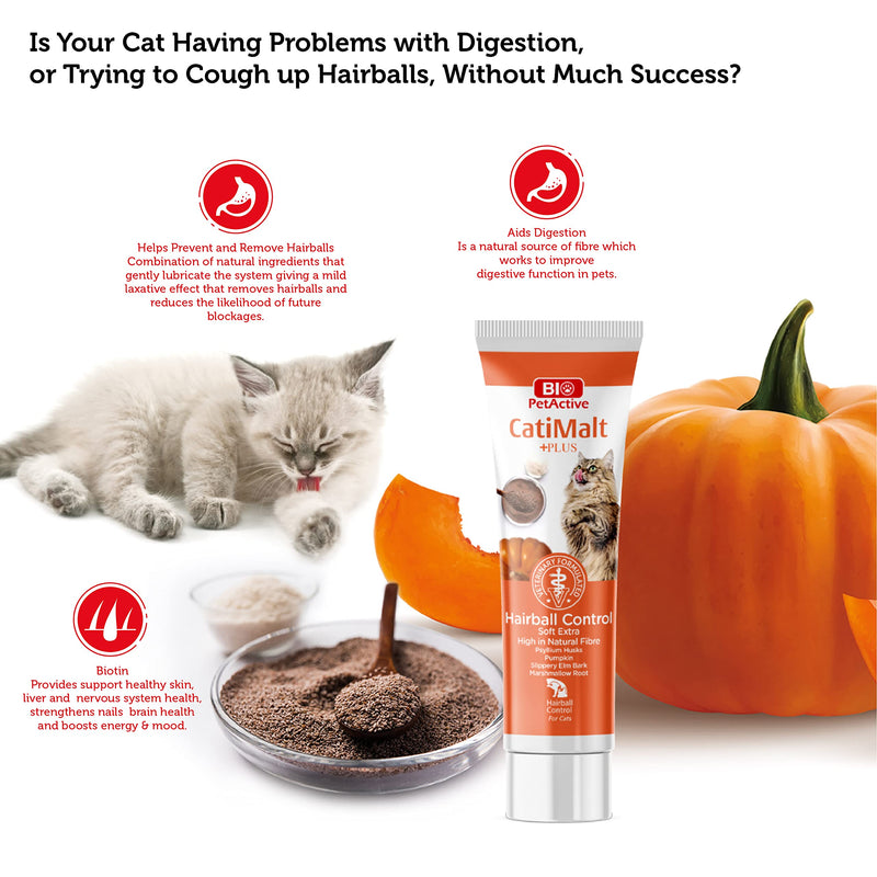 Bio Pet Active CatiMalt +Plus All Natural Hairball Remedy for Cats with Tasty Pumpkin Flavor - BeesActive Australia