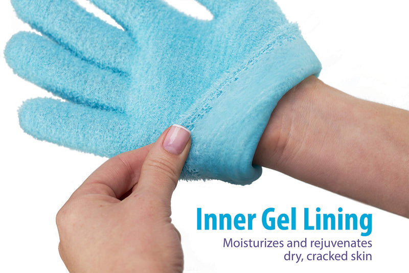 NatraCure Moisturizing Gel Booties and Gloves Set - (For dry skin, dry hands, feet, cracked heels, cuticles, rough skin, dead skin, use with your favorite lotions) - 155/175-AQ/RET - Color: Aqua - BeesActive Australia