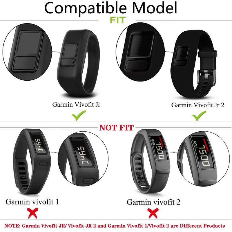 QGHXO Band for Garmin Vivofit Jr/Vivofit Jr. 2, Soft Silicone Replacement Watch Band Strap for Garmin Vivofit Jr/Vivofit Jr. 2 Activity Tracker, Small, Large 4PCS Bands-Boy Large: 6.6" - BeesActive Australia