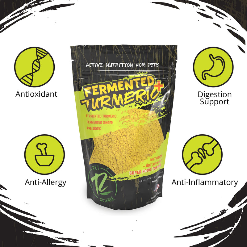 ROGUE PET SCIENCE Turmeric Plus for Dogs - Tasty Powdered Ginger & Fermented Turmeric Dog Food Topper - Supports Joint Inflammation, Allergies, Gut and Digestion - Helps Reduce Swelling(5.25 oz) - BeesActive Australia