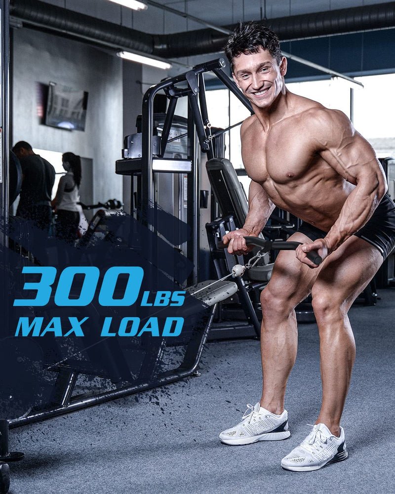 LAT Pulldown Attachments, Black Steel LAT Bar Cable Attachments Handles, Home Gym Cable Machine Accessories, Tricep Rope, Rowing LAT Pull Down Bar, Straight Bar, Double D Handles, Exercise Handles 19in W Bar+Snap Hooks - BeesActive Australia