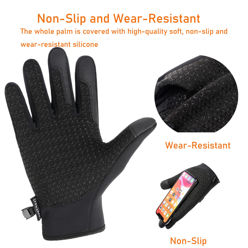 Winter Fishing Gloves Men Women Touch Screen Water Repellent & Windproof Cold Weather Warm Cycling Gloves for Driving Running Kayaking Motorcycle Bike Hunting Riding Black Medium - BeesActive Australia