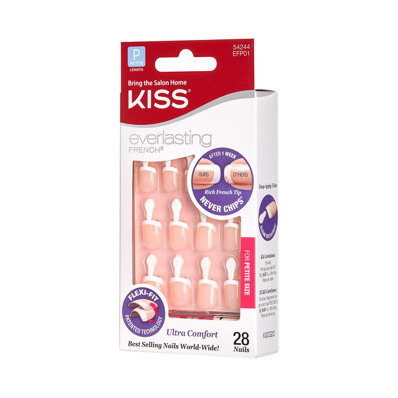 KISS Everlasting French Nails Kit, Petite Length 28 nails EFP01 (2 PACK) 2 PACK - BeesActive Australia