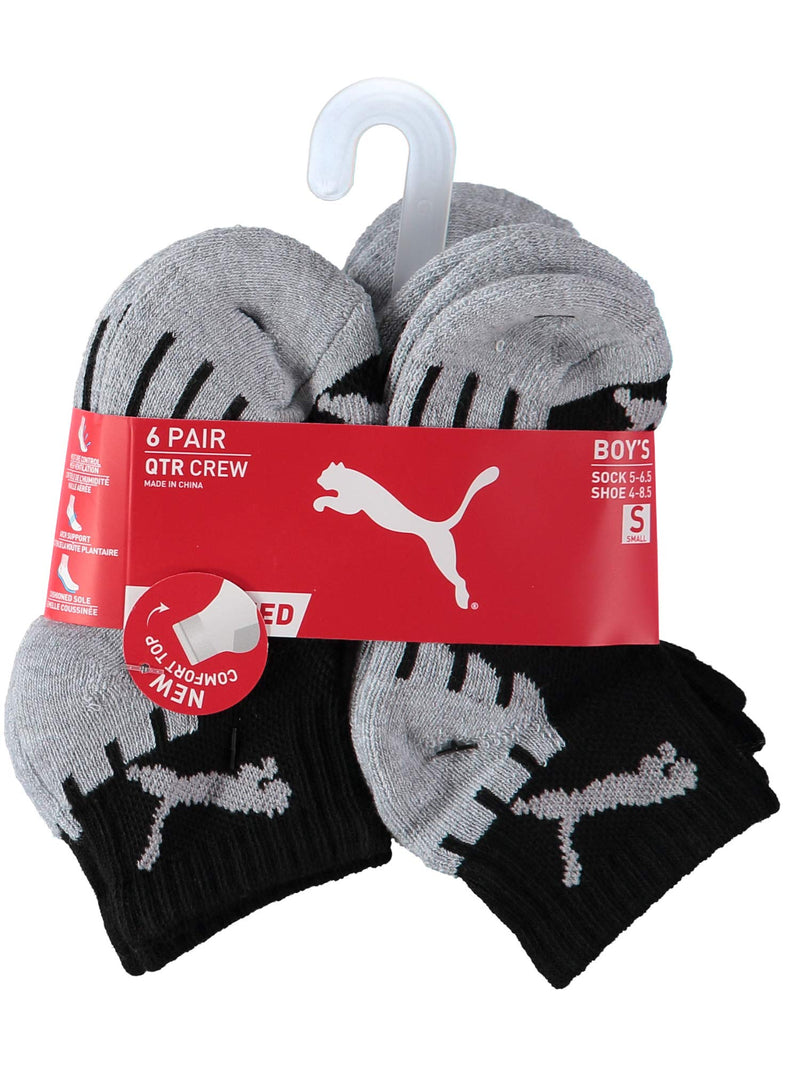 PUMA boys Puma Boys' 6 Pack Sock 9-11 Black Grey 6 Pack - BeesActive Australia